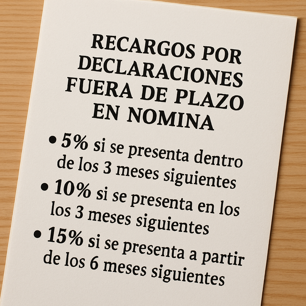 Recargos por declaraciones fuera de plazo en nómina