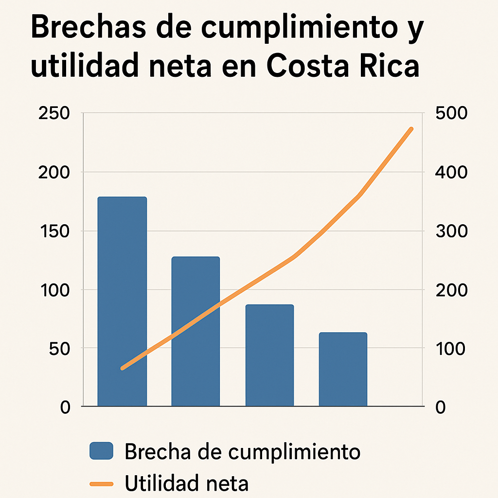 Brechas de cumplimiento y utilidad neta en Costa Rica