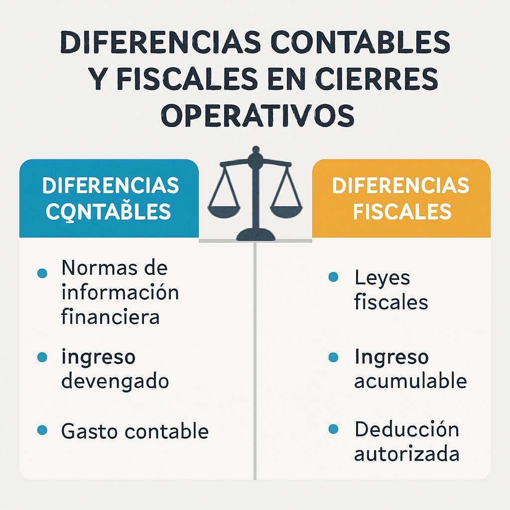Diferencias contables y fiscales en cierres operativos